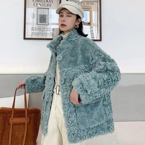 Sheep Sheared Female Compound Fur Lambs Wool Coat Collar Shearling Coat Brief Paragraph Coat Keep Warm With Thick Faux Fur Coat