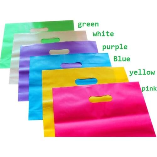 Colorful Plastic Shopping Bags with Handle Pink Boutique Clothes Gift Packaging Bag Plastic Shopping Bags Handles