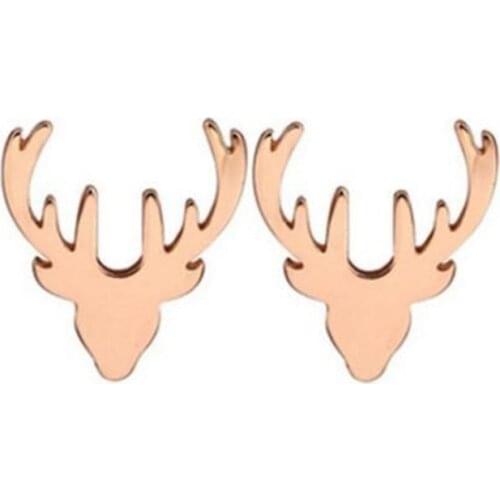 RIR Best Christmas Gift Deer Elk Stud Earrings For Women Girls Silver Gold Rose Gold Deer Earrings Jewelry In Stainless Steel