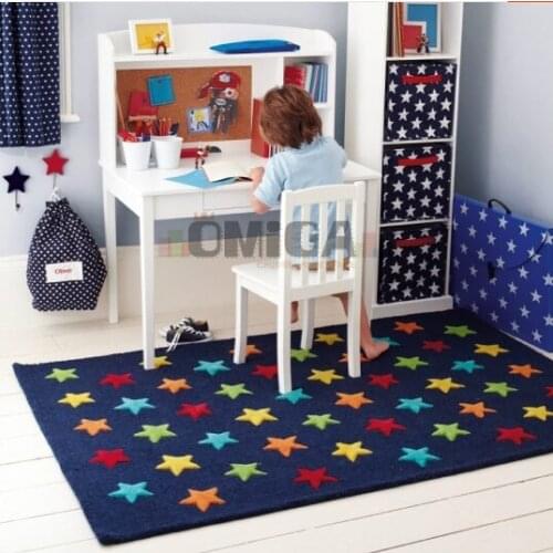 Customize Modern Handmade Carpets Living room Bedroom Fashion creative Blue Star Pattern