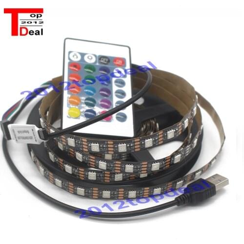 DC 5V 1M 2M 3M 4M 5M LED Strip RGB Light TV Back Lighting Kit + IR Remote Controller 5050 SMD RGB 60led/m Ribbon Tape Lamp IP60