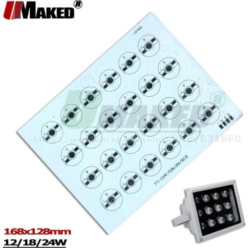 168x128mm LED PCB 12W 18W 24W RGB LED Aluminum Plate Heatsink High Power PCB Plate For Outdoor Light Landscape Floodlight Lamps