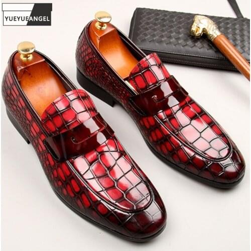 Business Mens Dress Shoes England Style Pointed Toe Genuine Leather Derby Shoes Slip-On Cowhide Loafers Men Luxury Wedding Shoes