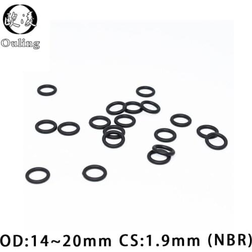 50PCS/lot Rubber Ring Black NBR Sealing O-Ring 1.9mm Thickness OD14/15/16/17/18/19/20mm O Ring Seal Gasket Nitrile Oil Washer