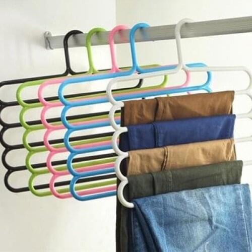 1PC Multi Function Plastic Five Layer Drying Rack Pants Rack Storage Tie Rack