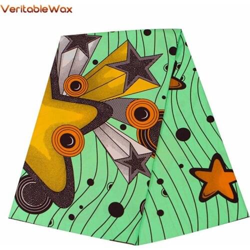 2020 Star Pattern 6 Yards/lot Farbic Ankara Polyester Patchwork Fabric for Sewing African Fabric for Women Party Dress FP6328