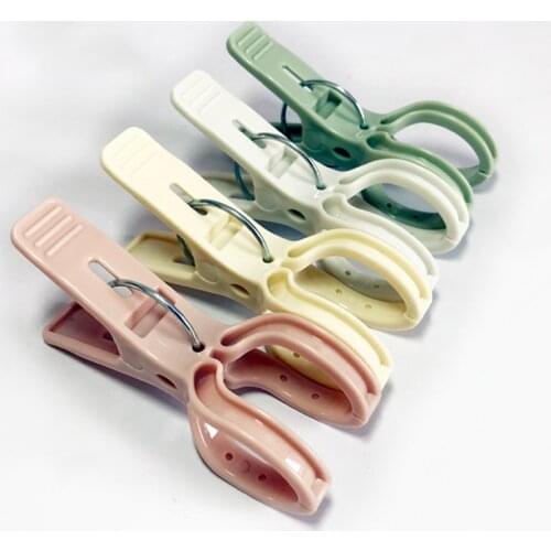 4 Pcs/Set Solid Color Plastic Laundry Clothes Beach Towel Pins Hanger Large Size Windproof Towel Pegs Clips Cloth Dry Holder
