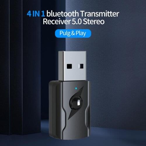 4 in 1 Bluetooth 5.0 Audio Receiver Transmitter Mini Stereo USB Dongle 3.5mm Aux Cable For TV Computer Car Kit Wireless Adapter