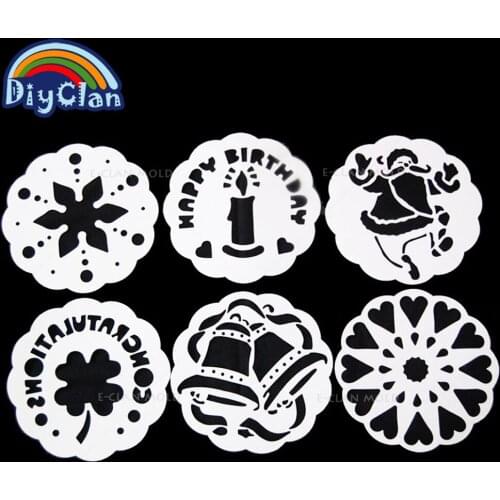 6pcs/set snow candle pattern coffee Cake Stencil Baking Tools Supplies cupCake Tiramisu Top Decoration Set P0003