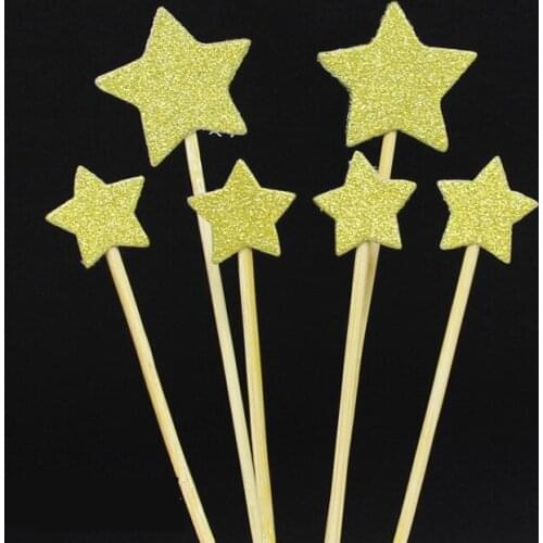 6pcs Mini Heart Star Cupcake Toppers Birthday Cake Topper Decorating Picks Kids Wedding Party Decorations Baby Shower Favors