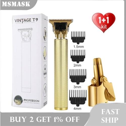 Rechargeable Hair Clipper +Nose Hair Trimmer T9 Baldheaded Hair Cutter Barber Cordless Electric Shaver Beard Razor for Men