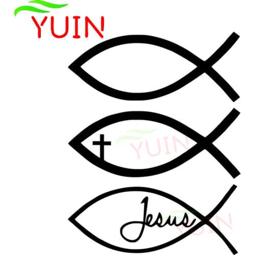 Car Sticker Jesus Fish God Christ Cross Decal Fashion PVC Decoration Auto Accessories High Quality Waterproof Sunscreen Decals