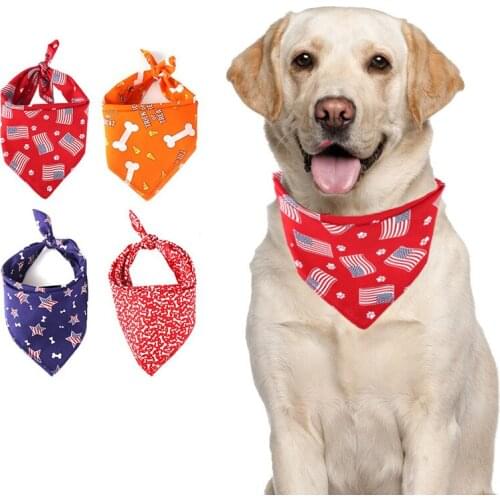 Katu Pet Blue American Flag Star Orange Red Bone Pattern Dog Bandanas Accessories For Small Medium Large Pet Fashion Design