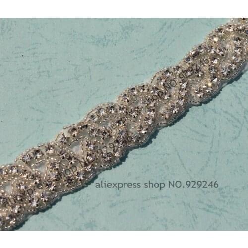 Free shipping 85cm/lot 2.5cm fashion trims embellishments strass hotfix rhinestone motif crystal chain garment collar appliques