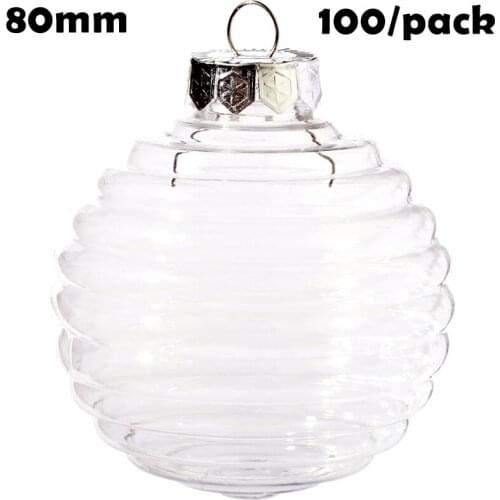 Free Shipping DIY Paintable/Shatterproof Christmas Decoration Ornament, 80mm Plastic Circle Bauble Sphere Ball, 100/Pack