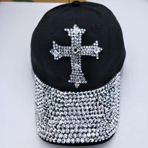 Baseball cap For men & women 2017 new fashion sun hat The adjustable 100% cotton rhinestone cap hat cross diamond baseball cap