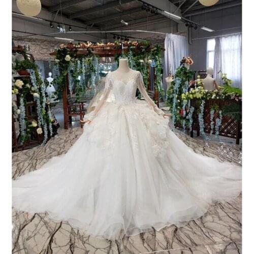 BGW HT42312 Princess Wedding Dresses With Ruffle 3D Flower Special Occasion Dresses With Wedding Veil Vestidos De Novia Hermosos