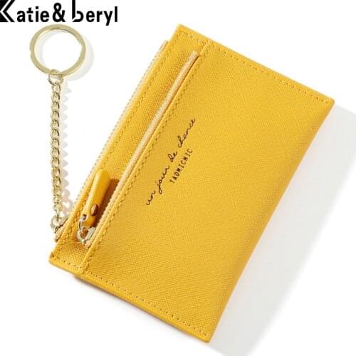 Brand Designer Ladies Coin Purse Wallets 2 Zippers Card Holder Womens Purse Wallet High Quality Female Change Bag Gold Key Chain