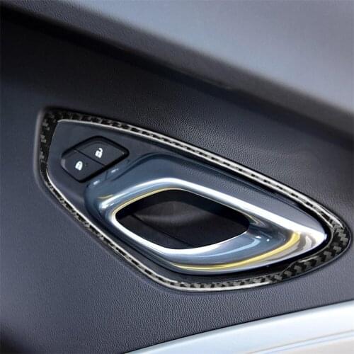 Carbon Fiber Center Console Water Cup Holder Window Adjustment Inner Door Handle Decal Cover Trim Sticker for Chevrolet Camaro