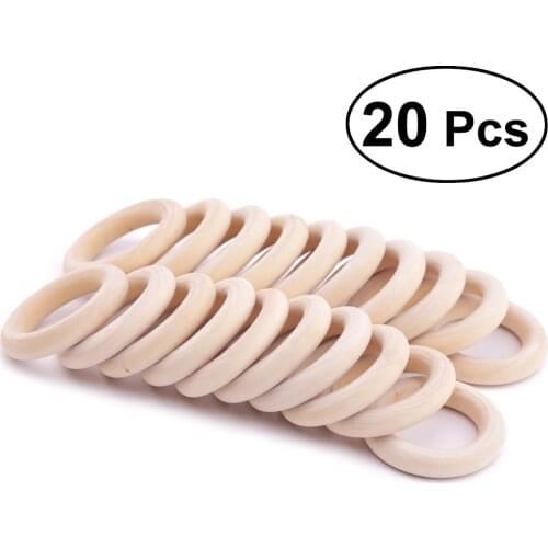 20pcs 4cm 1.57" Wooden Rings Natural Wood Rings Unfinished Wood Circles for Craft DIY Baby Teething Ring Pendant Connectors