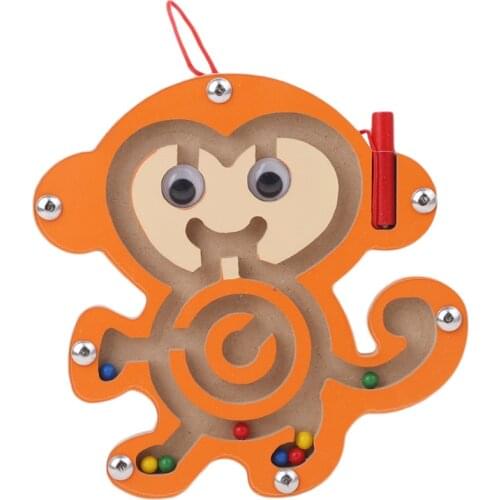 Children Magnetic Maze Toys Kids Wooden Puzzle Game Toy Kids Early Educational Brain Teaser Wooden Toy Intellectual Jigsaw Board