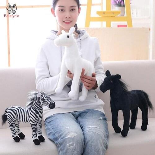 BOLAFYNIA simulation zebra white black horse plush toy children birthday Christmas gift stuffed baby toys