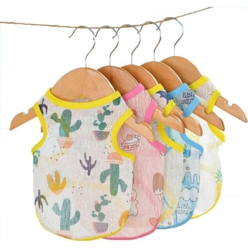 Summer Pet Clothes For Small Dogs Print Cool Cosy Mesh Shirt Pets Dog Hoodie Vest Fashion Costume Puppy Outfit T-shirt Chihuahua