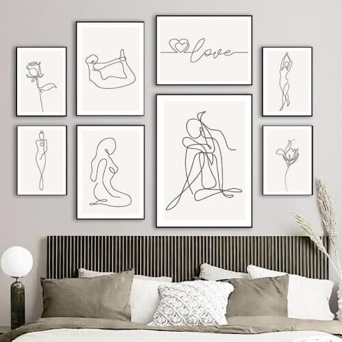 Line figure Decor Picture Canvas Painting Abstract Minimalist Wall Art Poster Scandinavian Print Modern Poster for Home Decor
