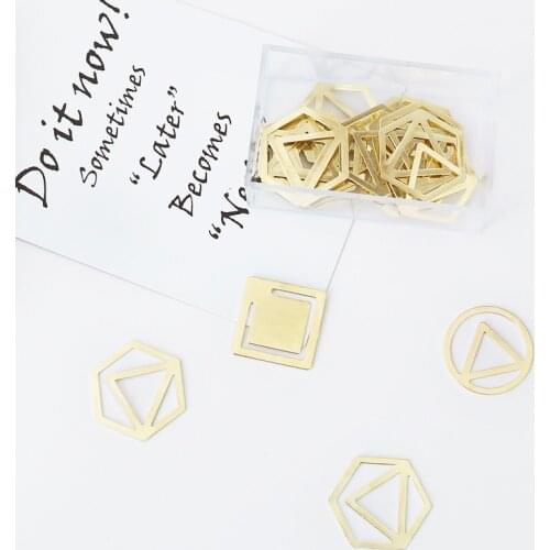 Metal Bookmark Imitation Gold Geometric Shape Paper Clip Planner Clips Decoration Clip Imitation Gold Paper Clips Decorative