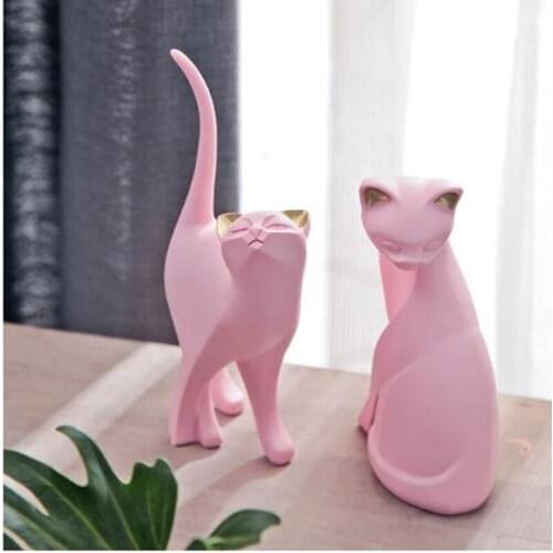 Cute pink animal cat crafts, creative home office restaurant desktop decorations, beautiful birthday presents