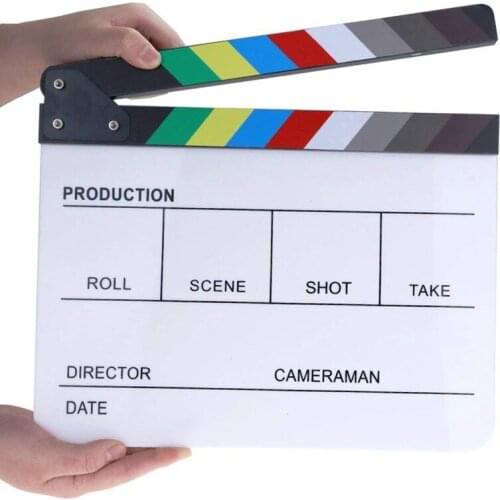 MINIFOCUS Dry Erase Video Acrylic Director Film Clapboard Movie TV Cut Action Scene Movie Clapper Board Slate Black & White