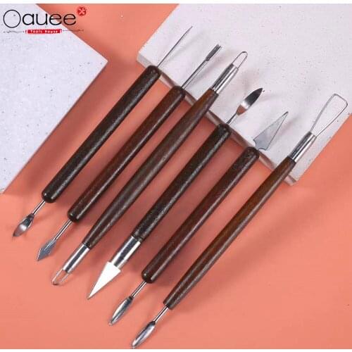 6PCS Sculpting Tool Pottery Tools Wood Handle Pottery Set Wax Carving Sculpt Smoothing Polymer Shapers Pottery Clay Ceramic Tool