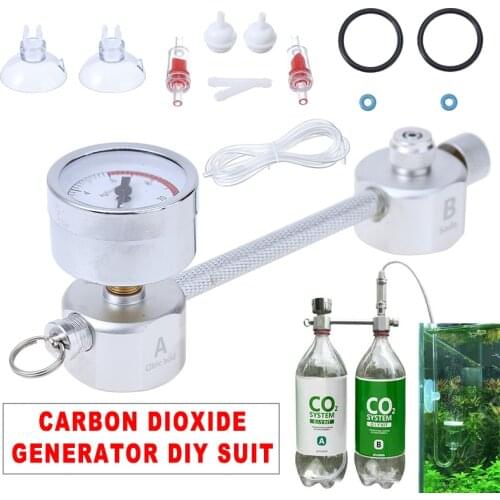 DIY Aquarium CO2 System Kit Bubble Counter Pressurized Gauge Seal Pads Suction Cup Clips Fish Aquarium CO2 Generator For Plants