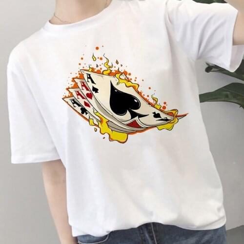 New Summer Poker Printed Female T-shirt Harajuku Female Gothic Short-sleeved T Shirt Casual Fashion Top Women Tshirt Clothing