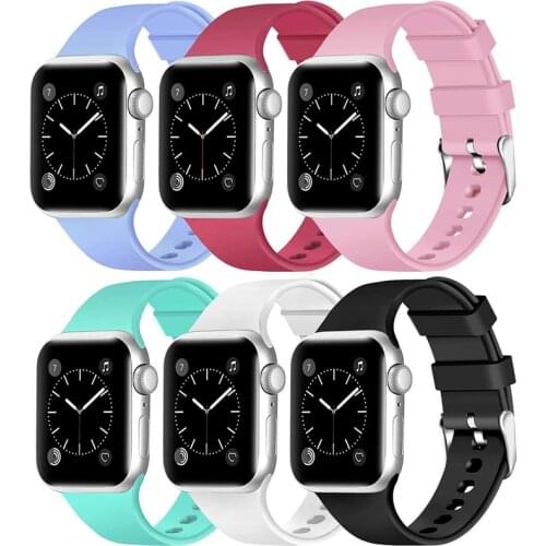 New Soft Silicone Band for Apple Watch Series 6 5 4 3 38MM 42MM Rubber Watchband Strap for iWatch SE 6 5 4 3 2 1 40MM 44MM Strap