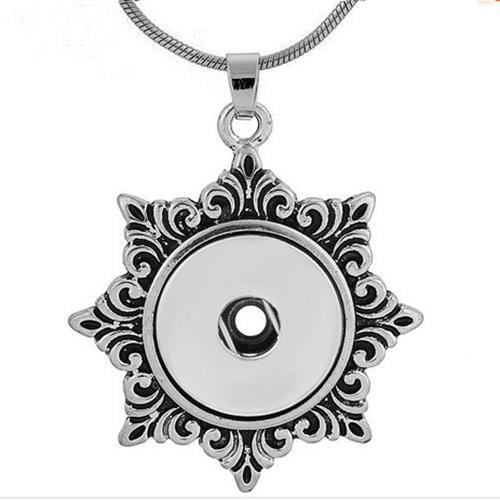 Newest snowflake snap button jewelry pendant Necklace OEM, ODM NK061 (fit 18mm 20MM snaps)
