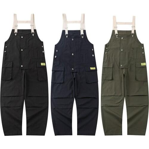 2020 New Mens Joggers Harajuku Hip Hop Loose Pants Men Jumpsuit Casual Streetwear Fashion Solid Color Suspenders Men Overalls