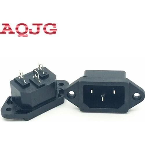 New Hot Selling 10 Pcs Black 3 Pins IEC320 C14 Inlet Power Plug Socket AC 250V 10A