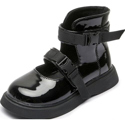 2021 Autumn New Shoes Girls PU Leather Shoes Sandals Chic College Style Single Shoes All-match Fashion Flats Party Shoes 26-36