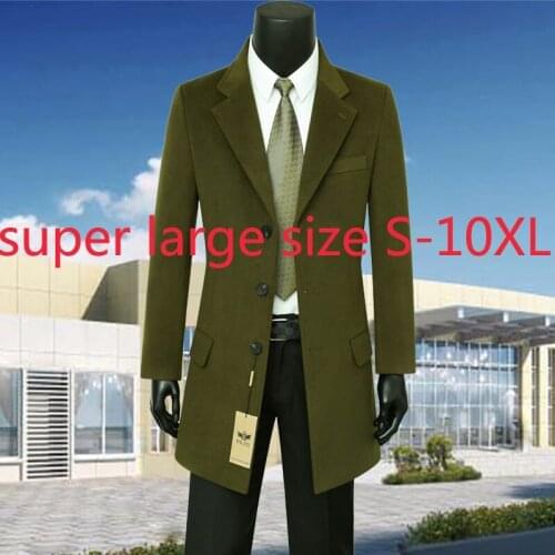 New Men High Quality Suepr Large Men Woolen Coat Winter Youth Suit Collar Fashion Casual Single Breasted Thick Plus Size S-10XL