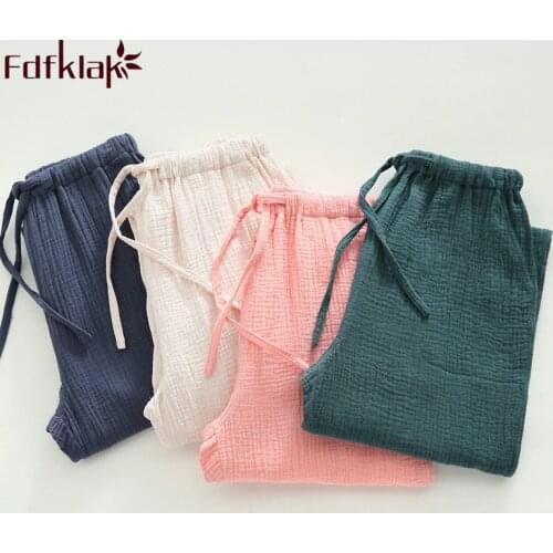 Fdfklak New Couple Pijama Pants Womens Lounge Pants Spring Summer Pyjama Pants Woman Sleep Bottoms Pyjama Trousers Women M-XXL