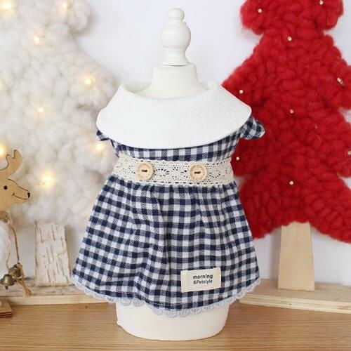Dog Clothes Grid Cat Dog Coat Jumpsuits Jacket Vest Dress Maid Skirt PET Clothing For Dogs Winter Warm Pet Products Puppy
