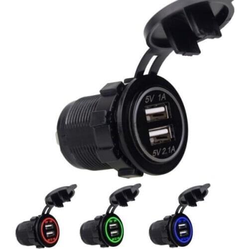 By DHL/Fedex 200pcs newest 5V 3.1A Dual USB Charger Socket Adapter Power Outlet for 12V 24V Motorcycle Car high quality