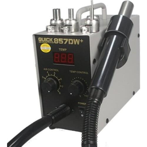Digital Display Electric Soldering Stations QUICK857Dw+ Hot Air Heat Gun Helical Wind 580W SMD Rework Station Soldering Irons