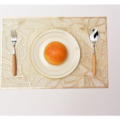 Nordic Style Leaf Shape Placemat Heat Insulation Table Mats PVC Hollowed Mug Coaster Non-slip Dish Bowl Pad Placemat Table Decor