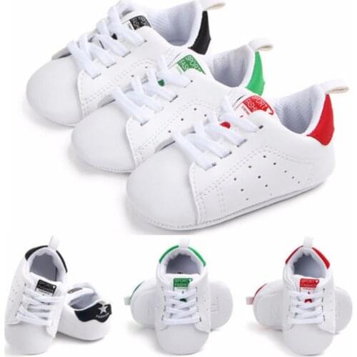 Casual Newborn Infant Baby Boy Girl Leather Shoes Soft Sole Laceup PU Pram Shoes Trainers First Walkers 0-18Months