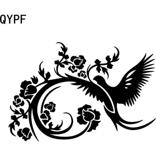 QYPF 17.2cm*11.8cm Bird And Tide Flower Inclusion Diversified Vinyl Vivid Car Stickers Beautiful Graphical C18-0581