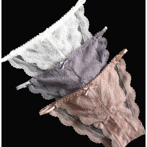 Sexy Embroidered Lace Panties Sex G-String Thongs Women Transparent Underwear G-String Lingerie Briefs