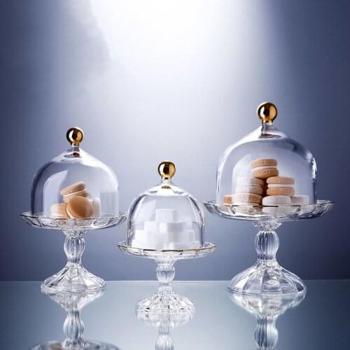 Glass Plate Cake Stand platos Cake Fruit Candy Plates Dinner Plates Kitchen Living Room Dining Bar Dishes Assiette With Lid