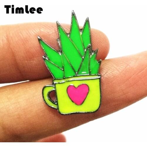 Timlee X204 Cartoon Alpaca Aloe Design Cute Planet Metal Brooch Pins Gift Wholesale